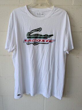 Lacoste Sport White Ultra Dry Crocodile Graphic Tee Men's XL